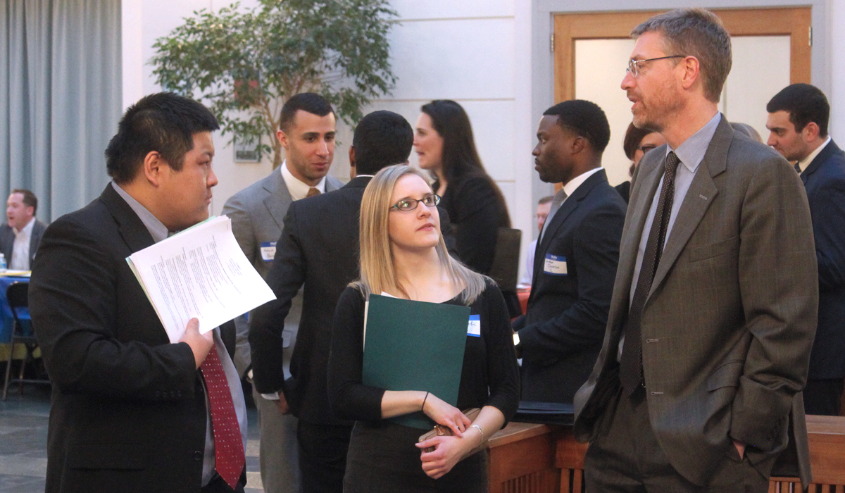 a group of students at the externship fair