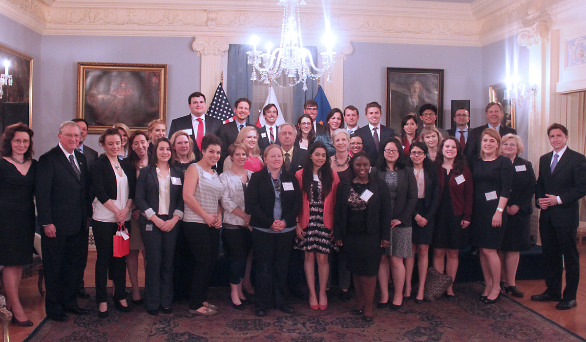 large group photo at the polish embassy