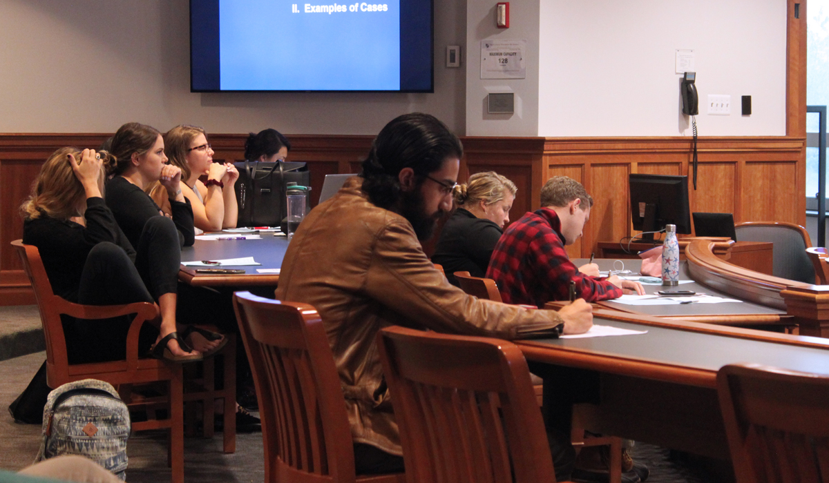 law school event in the Slowinski courtroom