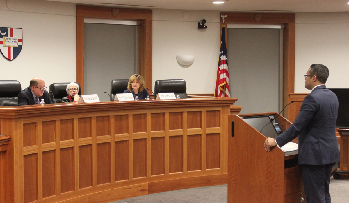 law student in courtroom