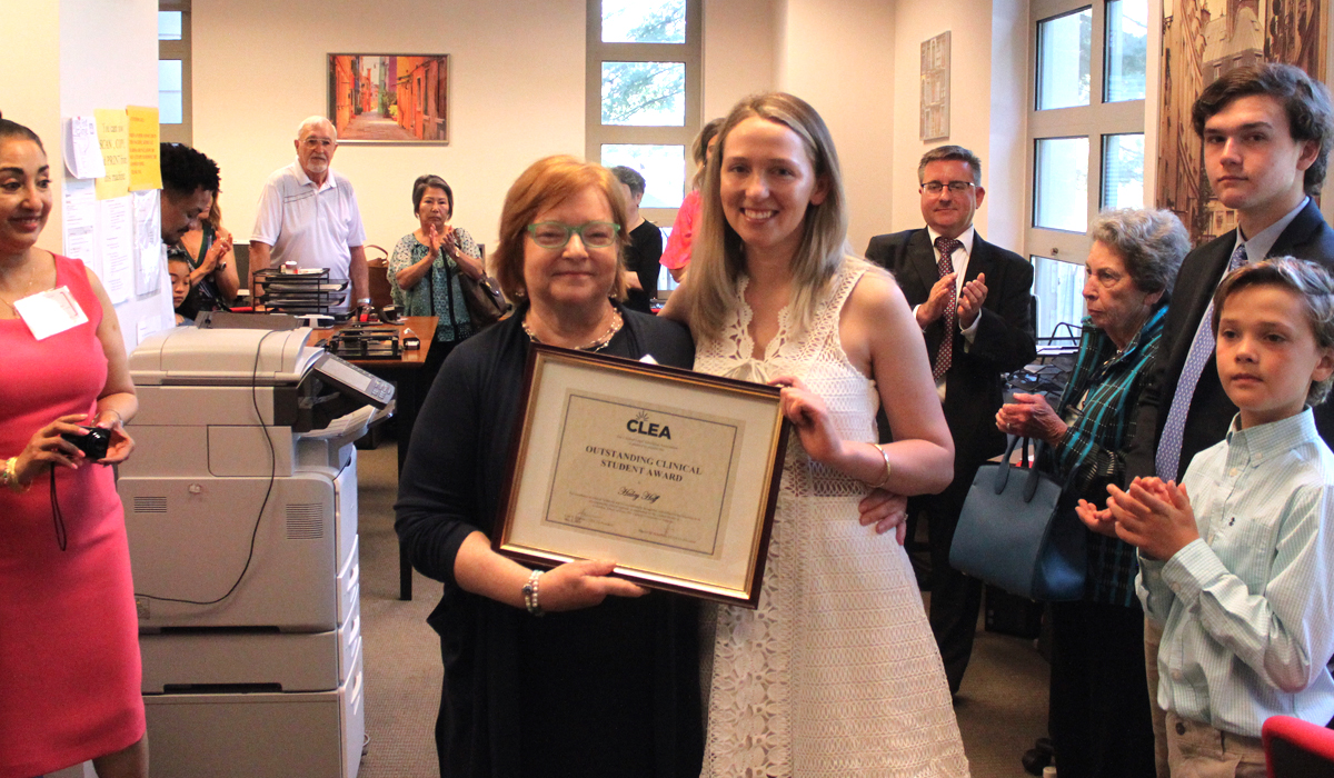 student receiving an award