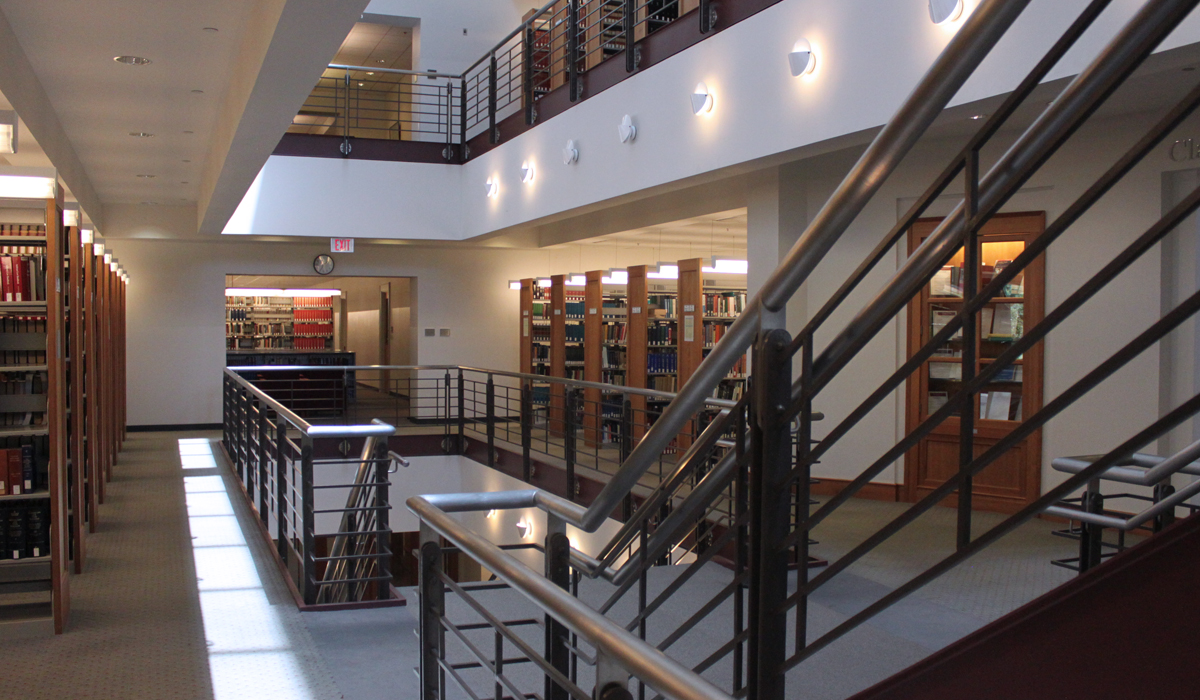 Scenic photo of library steps and levels