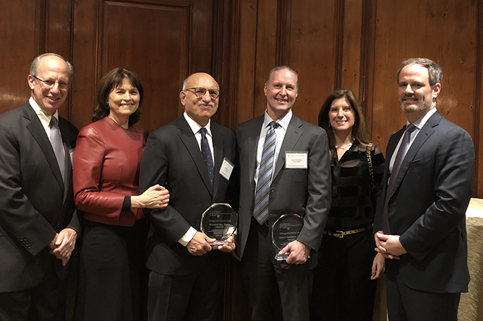 Pictured left to right: Jeffrey Puretz '81 Chair, Board of Visitors; Patricia Starr; Richard Starr '79; Chris Concannon '94; Carla Concannon; Stephen Payne, Dean