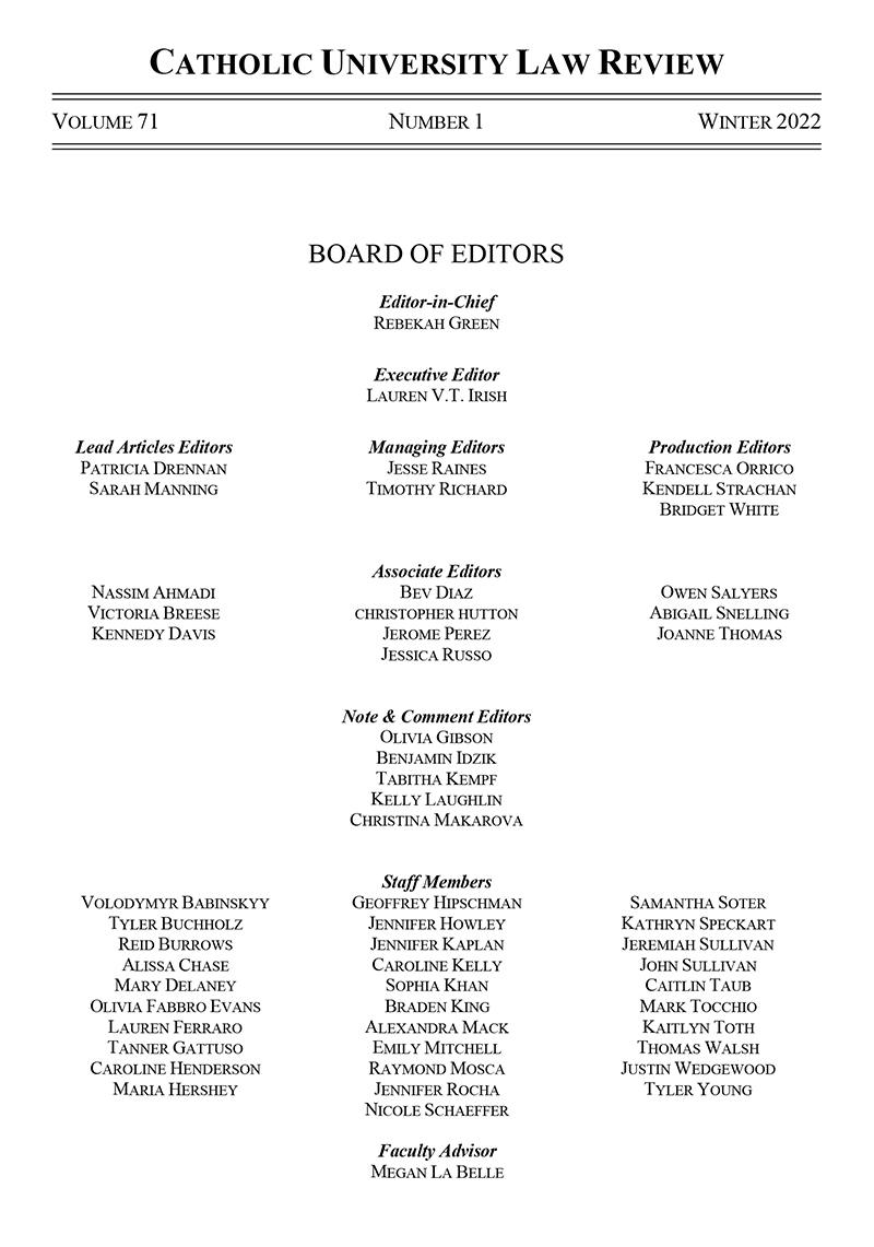 Law Review Masthead