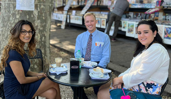 law students at a cafe in Italy