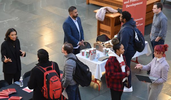 Students talking to employers