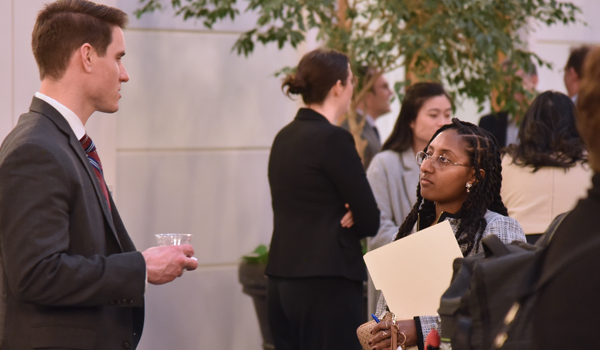 Opening reception in Catholic Law's atrium