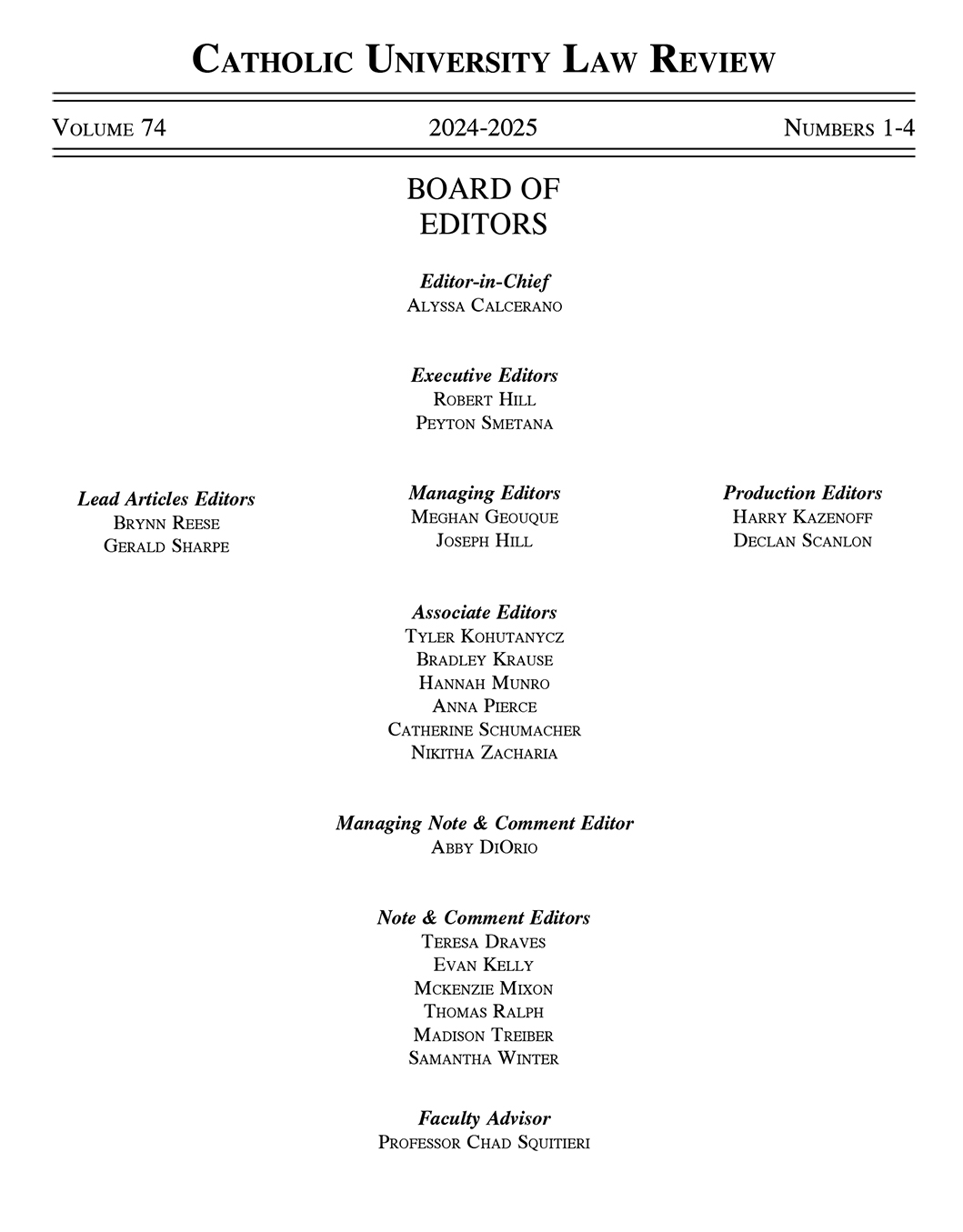 Law Review masthead