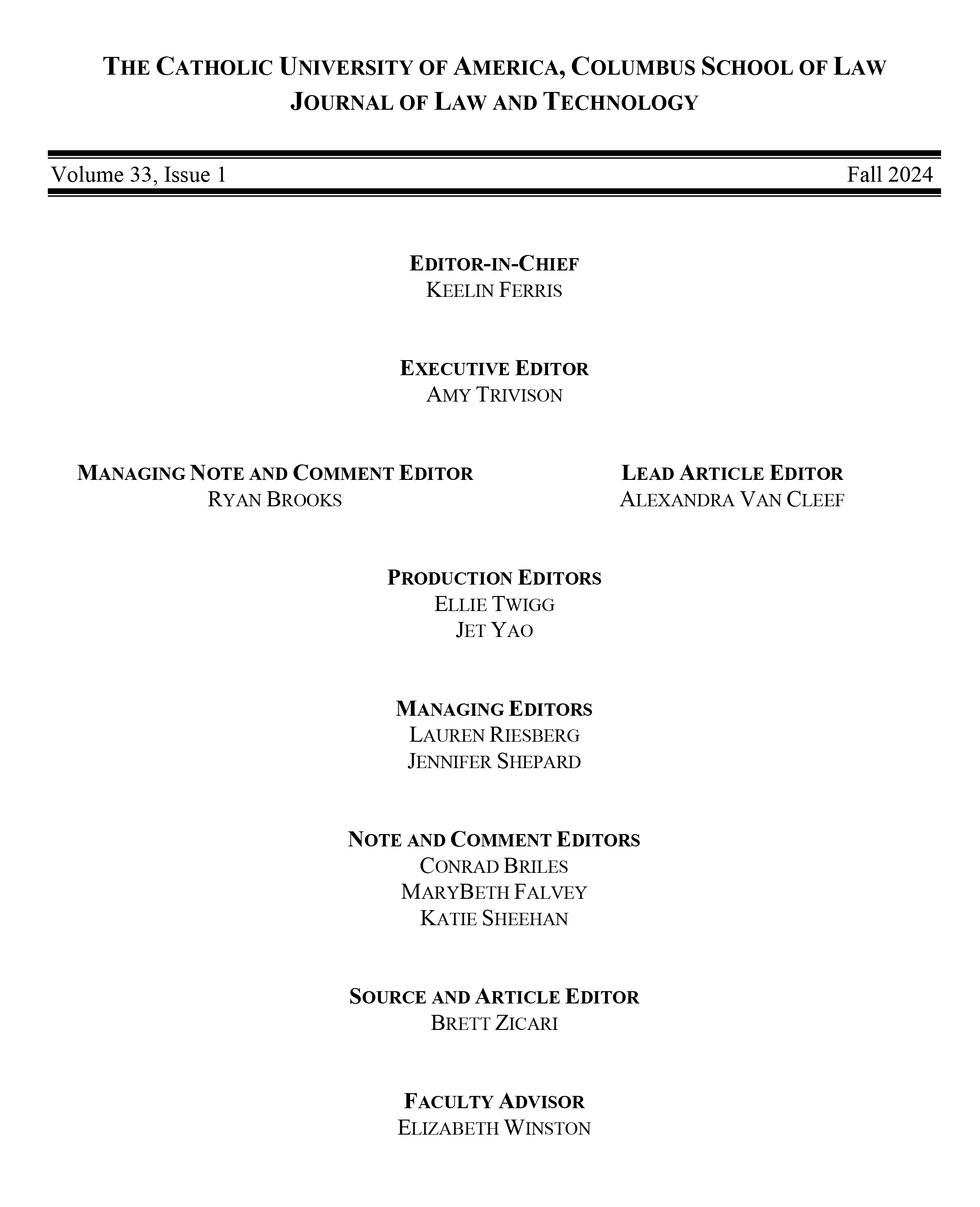 Volume 33 JLT Masthead