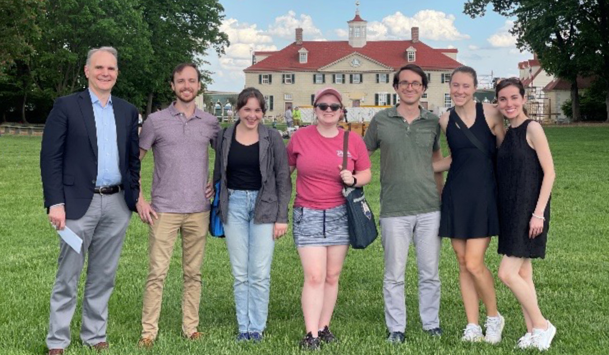 Professor Webb with his class at Mt. Vernon