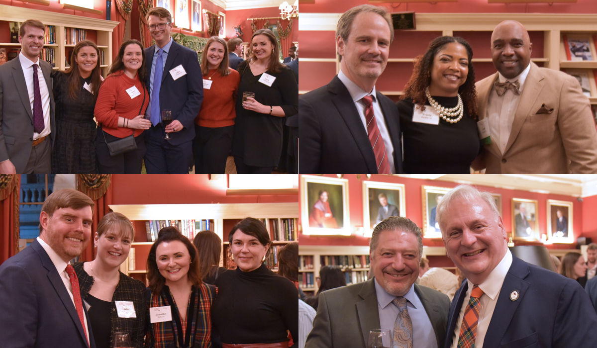 A group of photos from the Catholic Law Alumni Christmas party