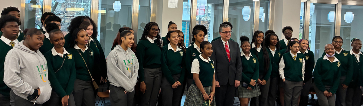 Juniors and Seniors from Archbishop Carroll High School with Peter Kilpatrick