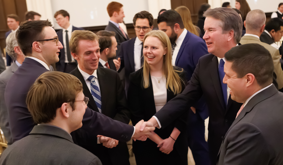 Justice Kavanaugh talking to law students