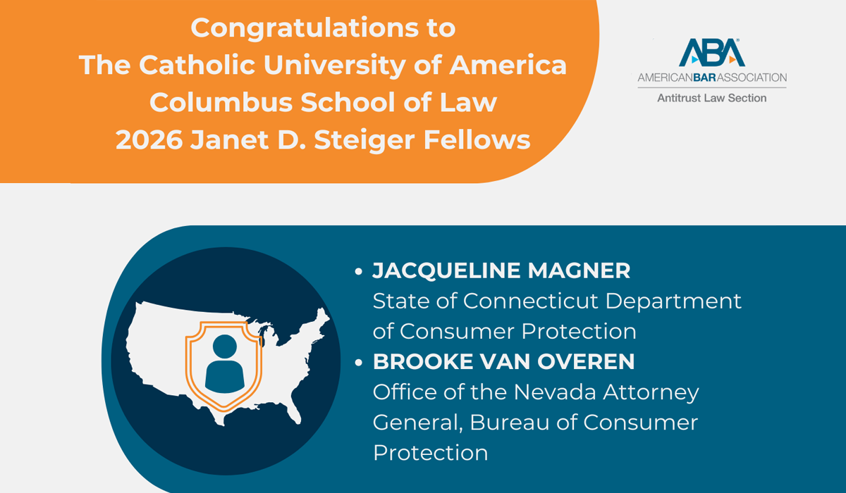 Two Students from Catholic Law Named 2026 Steiger Fellows