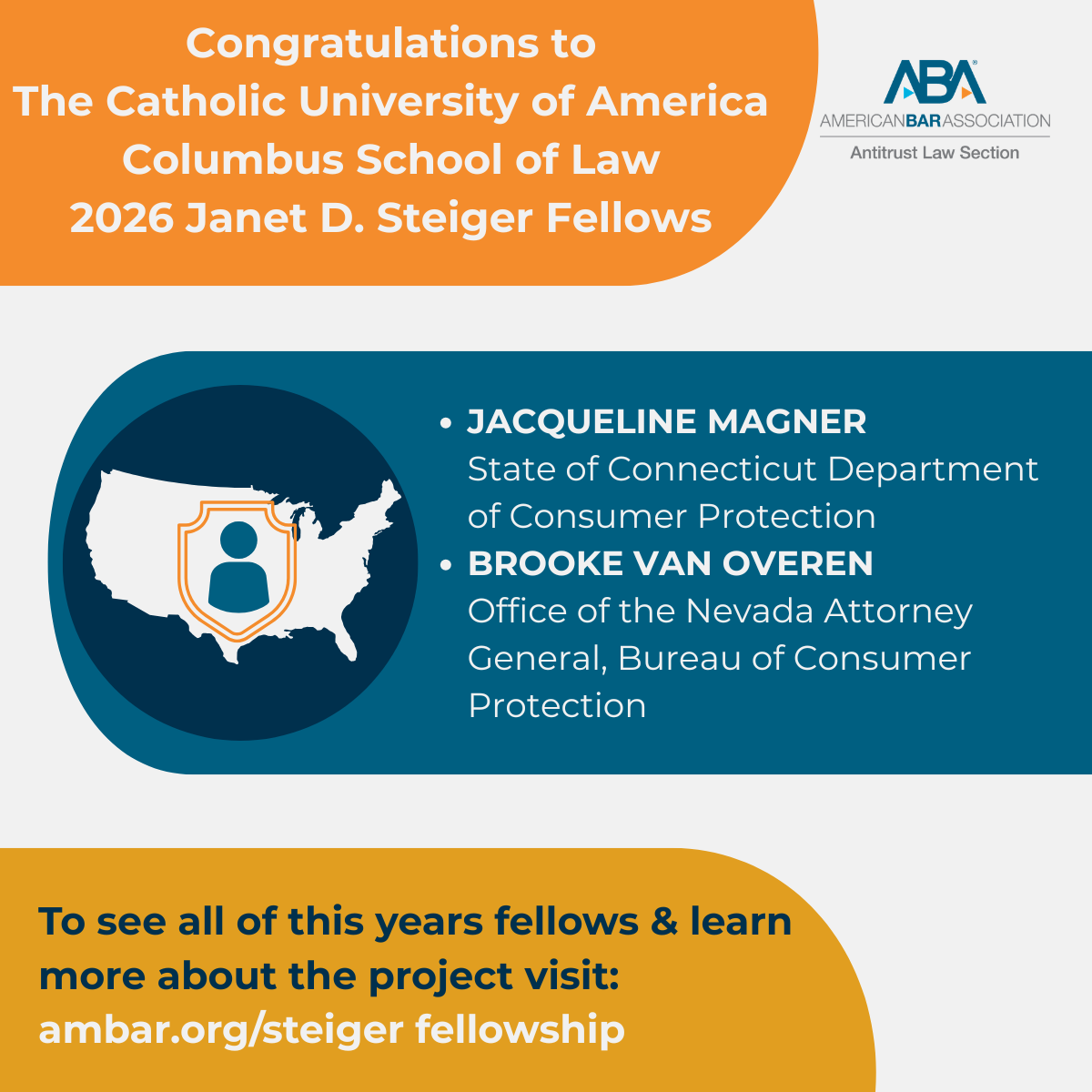 Two Students from Catholic Law Named 2026 Steiger Fellows