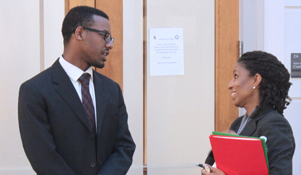 law student talking to Professor Jefferson