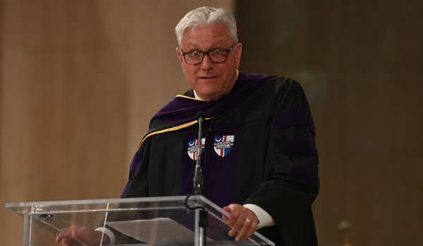 JC Boggs at the 2023 Commencement Ceremony at Catholic Law