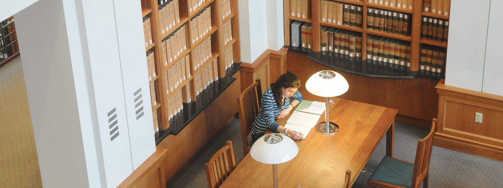 law student studying in the library