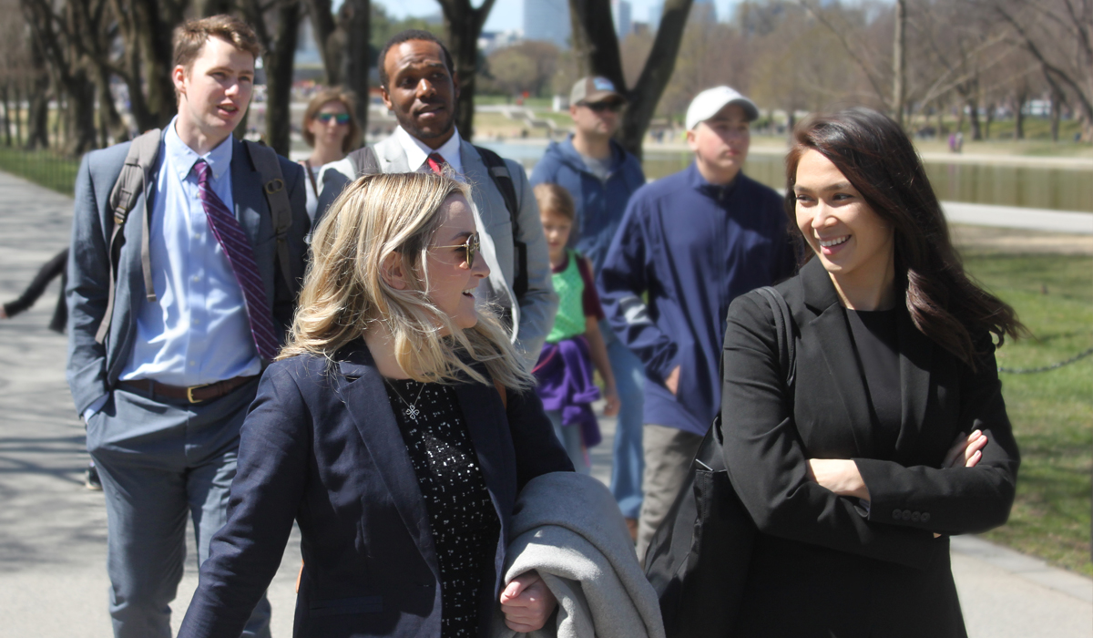 A group of law students walking in Washington, dc