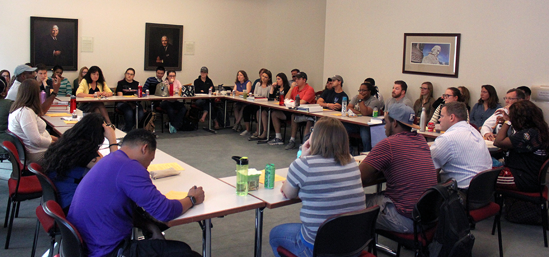 A group of law students in the Martin Seminar Room