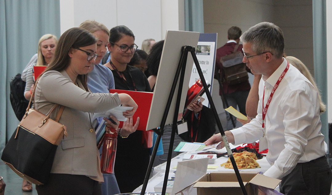 students checking into day one of orientation