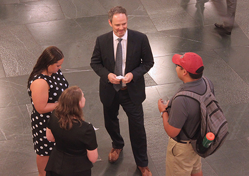 Stephen Payne talking to law students