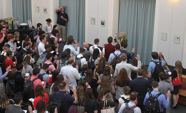 students being inducted into Catholic Law