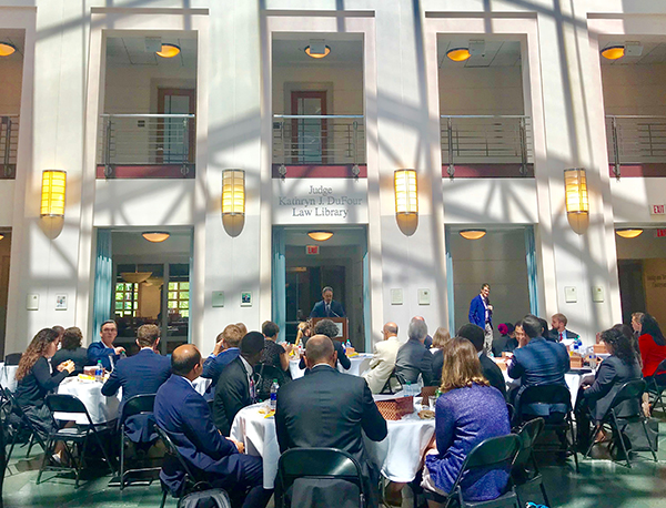 law school reception in atrium