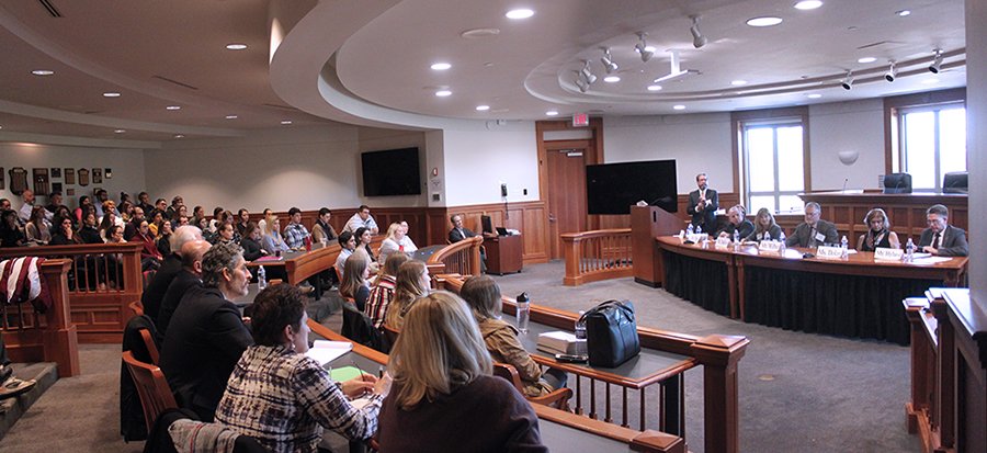 Panel discussion in the Slowinski courtroom