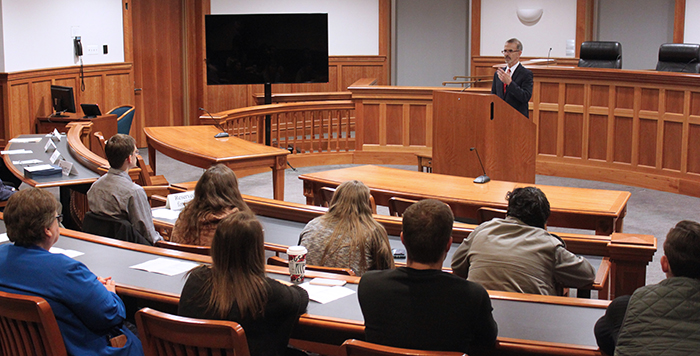 Lawrence Morris delivering the 2019 Mirror of Justice Lecture