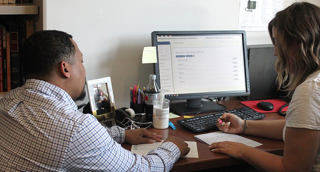 student preparing taxes for a client