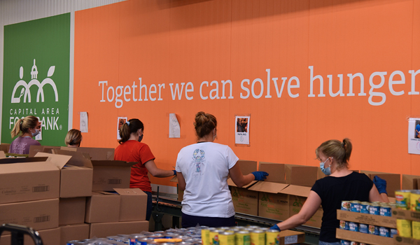 Law students volunteering at Food Bank